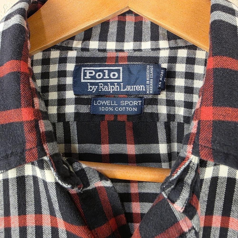 Polo Ralph Lauren Shirt Mens‎ Medium Black Red White Plaid Long Sleeve Button Up - Picture 2 of 6